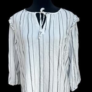 Tribal women’s size S white with black striped tunic